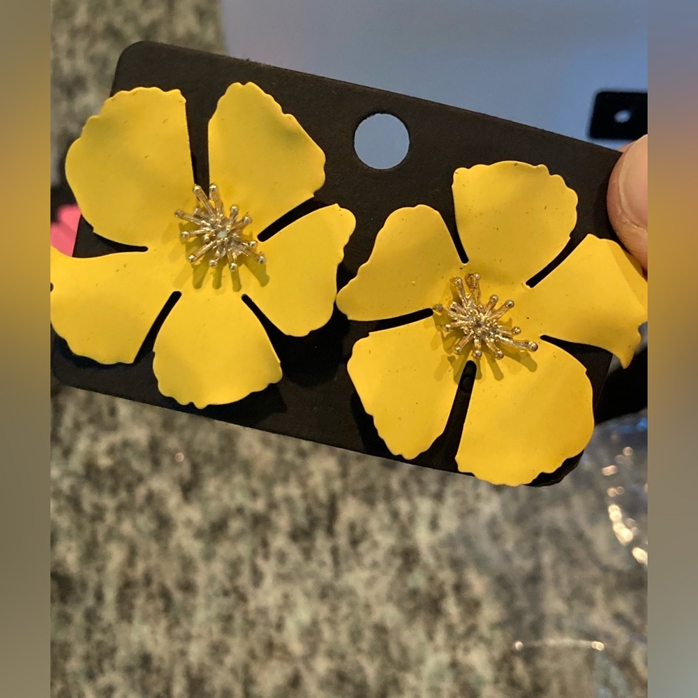 Yellow Floral Statement Earrings